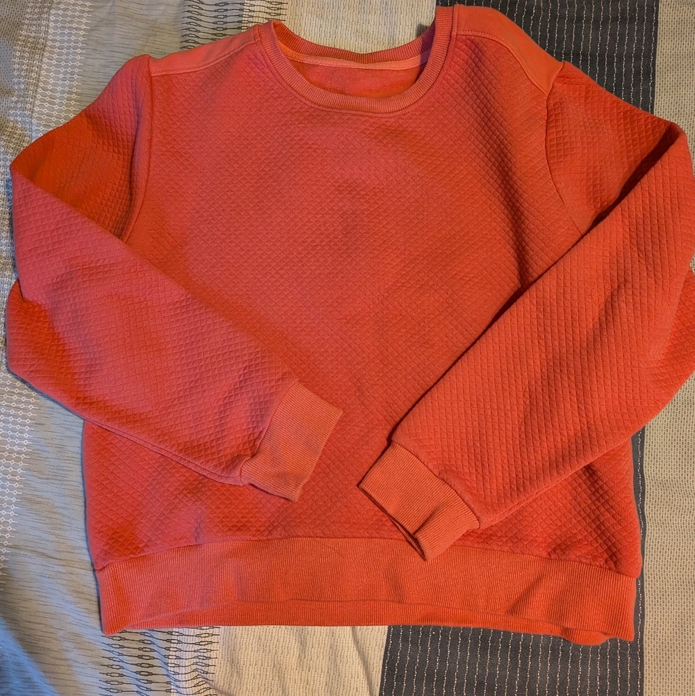Born Primitive Quilted Crew Neck Sweatshirt Coral Pink